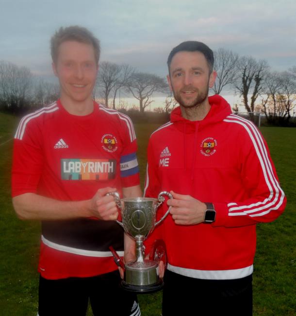 Jason Griffiths and Matthew Ellis with the cup